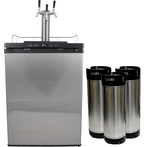 Series 4 Kegerator Triple Tap 3x Taps with 3 New Kegs