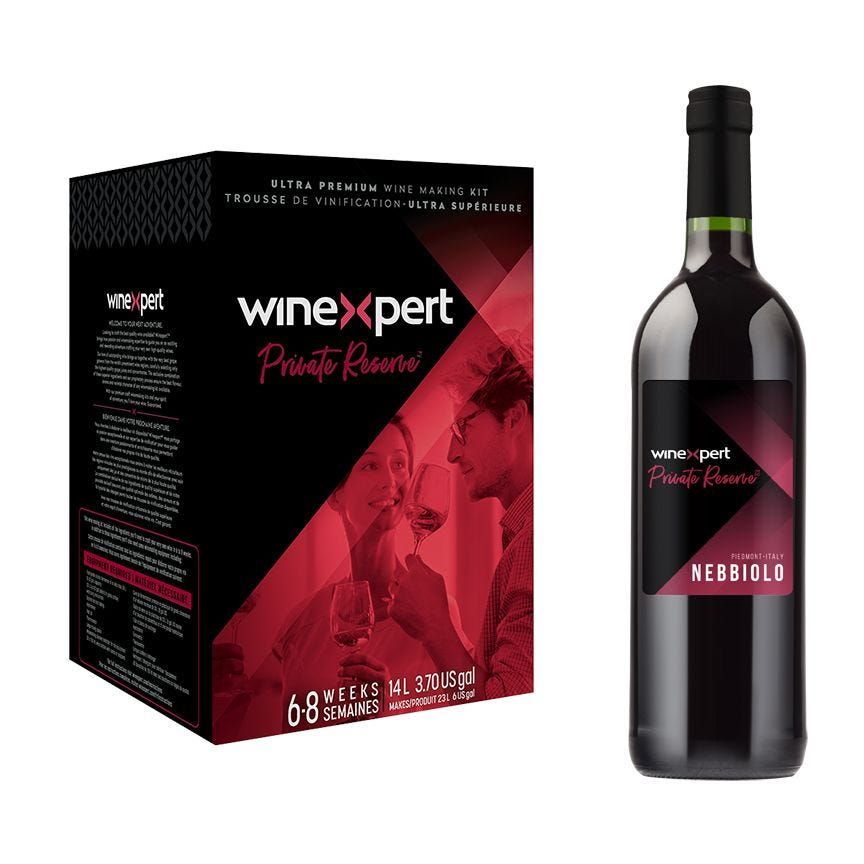 Winexpert Private Reserve Nebbiolo, Piedmont, Italy - Wine Making Kit Makes 30 Bottles - with Grape Skins - Distillery King Australia